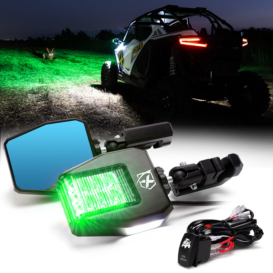 Xprite Green Hunting Side Mirror Lights 1 75 2 Roll Cage B