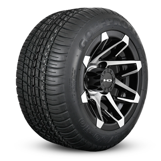 HD Golf Wheel & Tire Package ( 1pc ) 10x7.0 Canyon Black Machined w ( 1pc ) All-Season Tire
