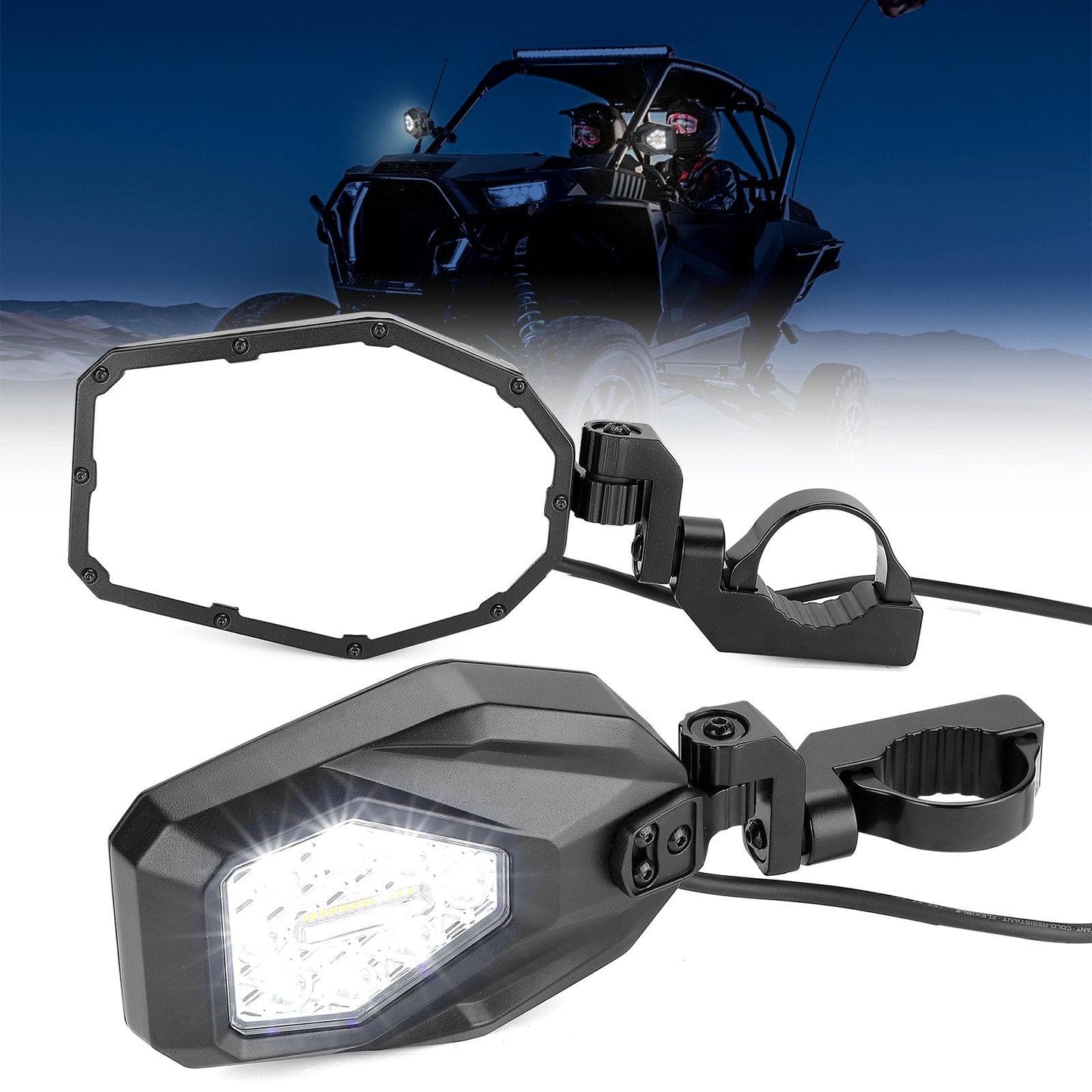 Kemimoto Mirrors with LED Turn Signal Lights Honda Pioneer / Talon