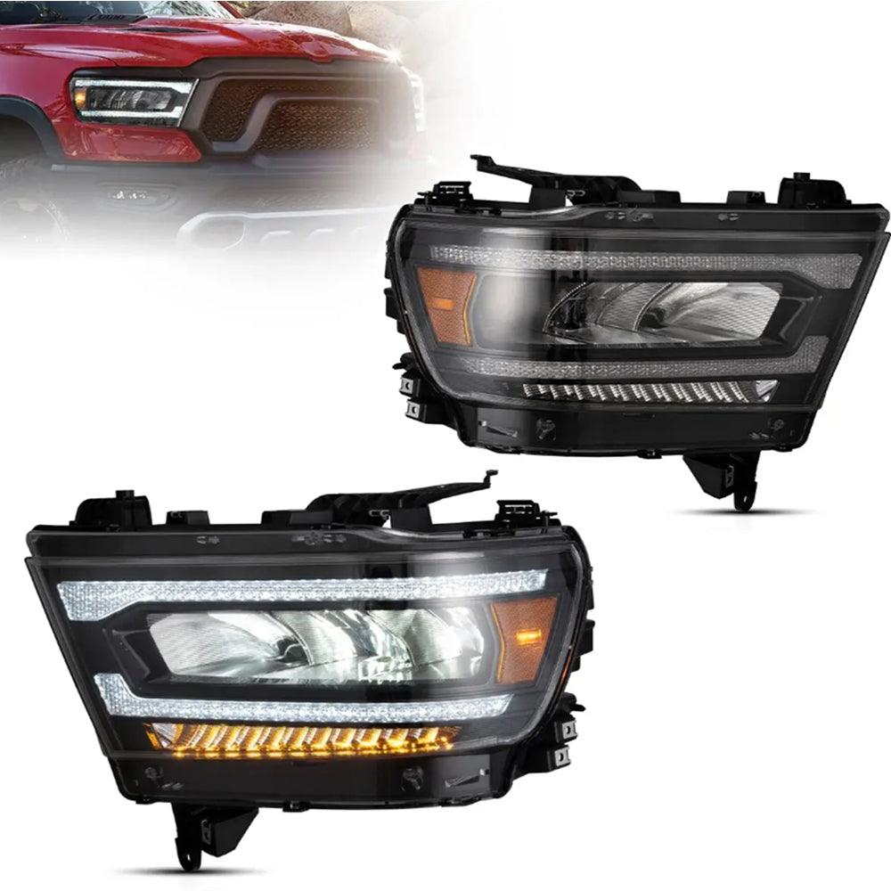 LED Headlight Assembly Reflection Bowl Chrome For 2019-2023 Dodge Ram 1500 5th Gen(DT)