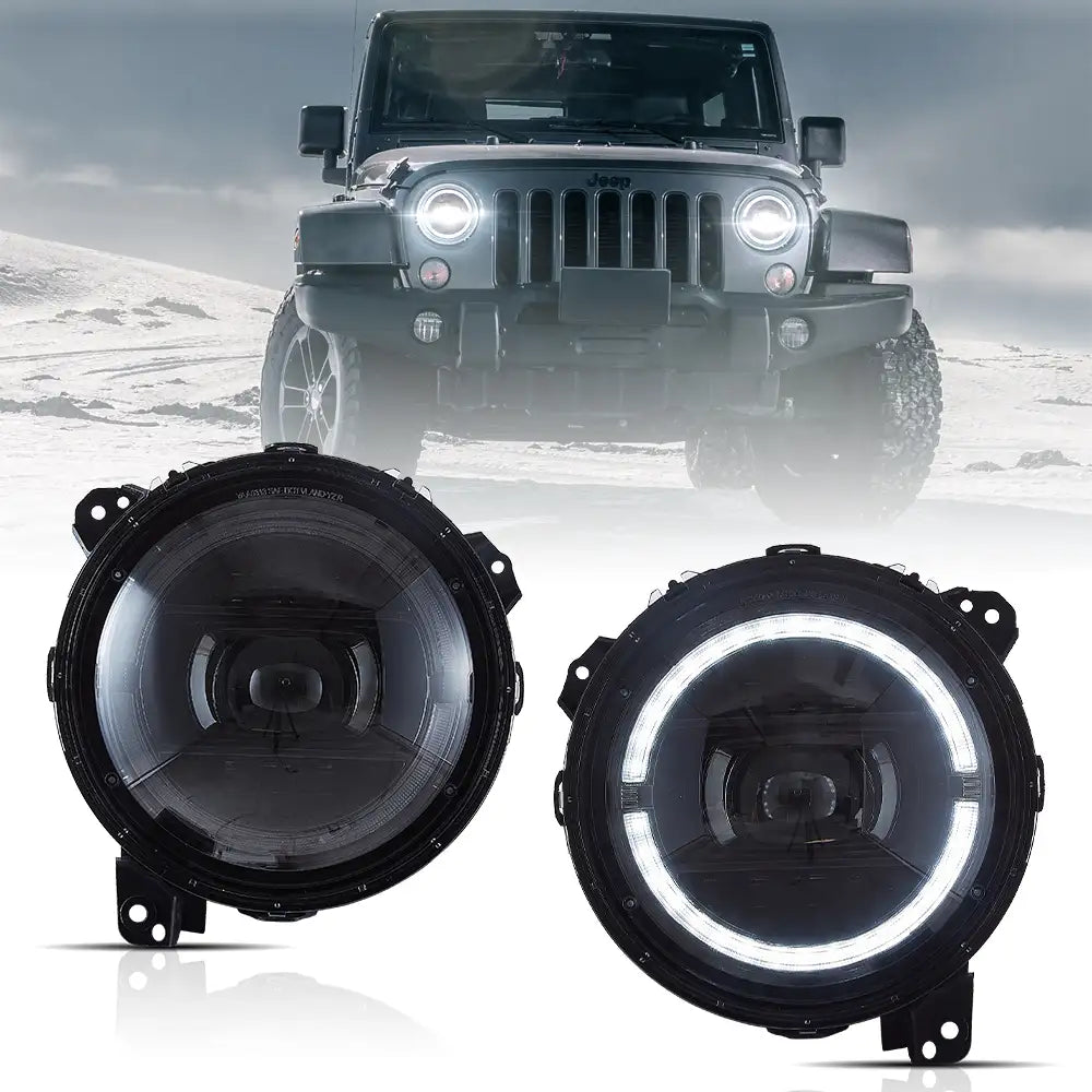 Full LED Headlight Assembly With Start-up Animation For 2018-UP Jeep Wrangler JL JLU JT Rubicon