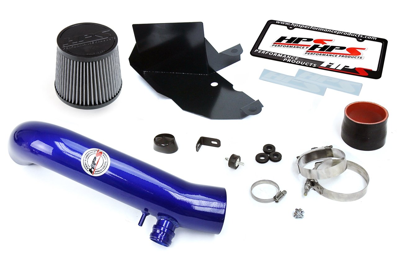 HPS Performance Products Shortram Air Intake Kit 2015-2017 Volkswagen Golf 1.8T TSI Turbo, Includes Heat Shield, Blue