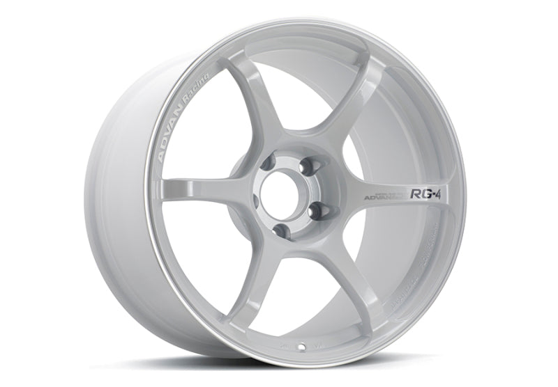 Advan RG-4 18x9.5 +12 5-114.3 Racing White Metallic & Ring Wheel YA48J12EWMR