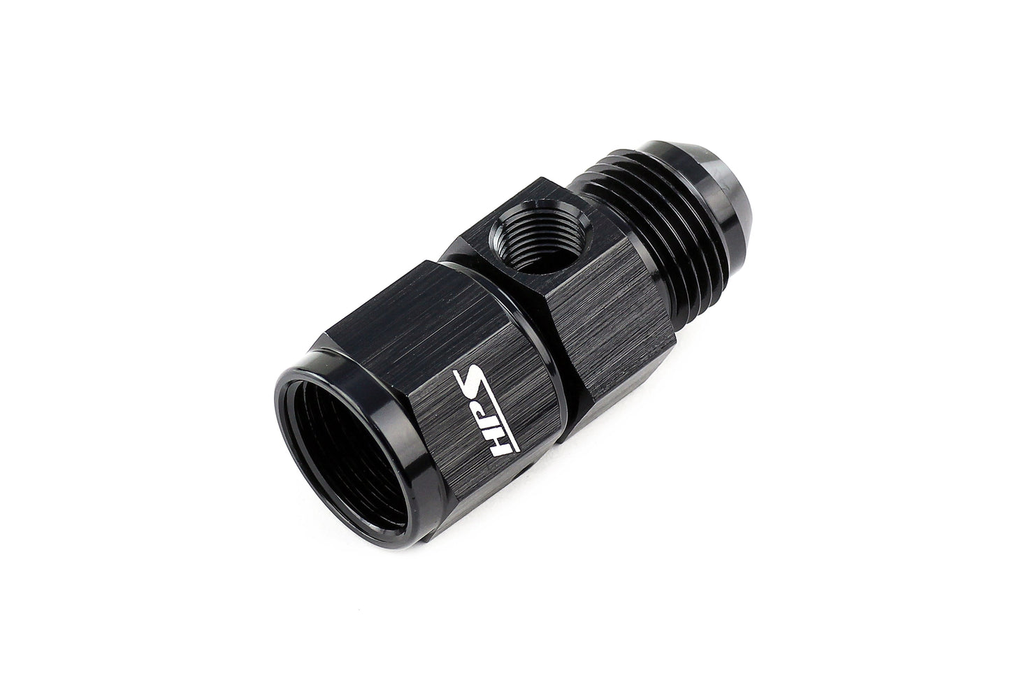 HPS Performance Products AN Male to Female Fuel Pressure Gauge Adapter with 1/8" NPT Female Port, Aluminum, Black