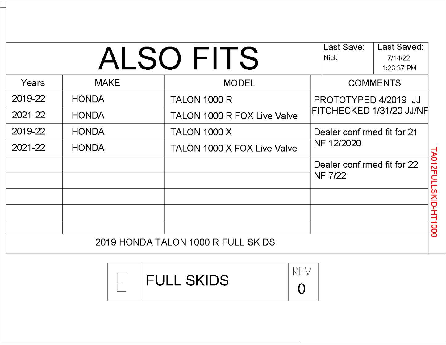 Trail Armor Full Skid Plate for 2019+ Honda Talon X / R