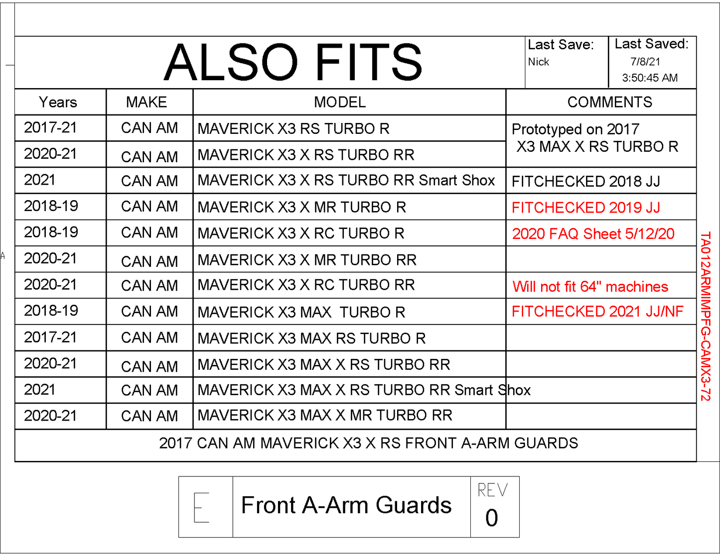 Trail Armor Front A Arm Guards for 2017+ Can-Am Maverick X3 72"