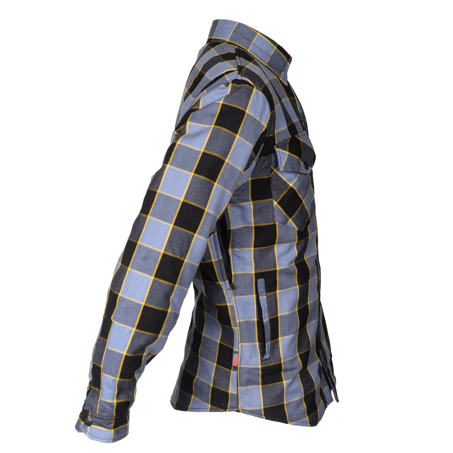 Protective Flannel Shirt - Grey Checkered and Yellow Stripes