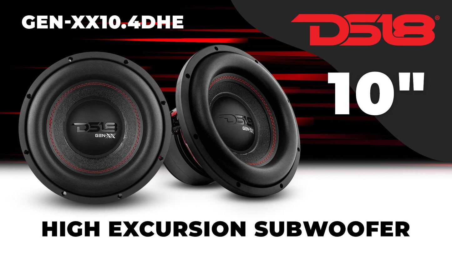 GEN-XX 10" High Excursion Subwoofer Double Stacked Magnets 500 Watts Rms DVC 4-Ohm