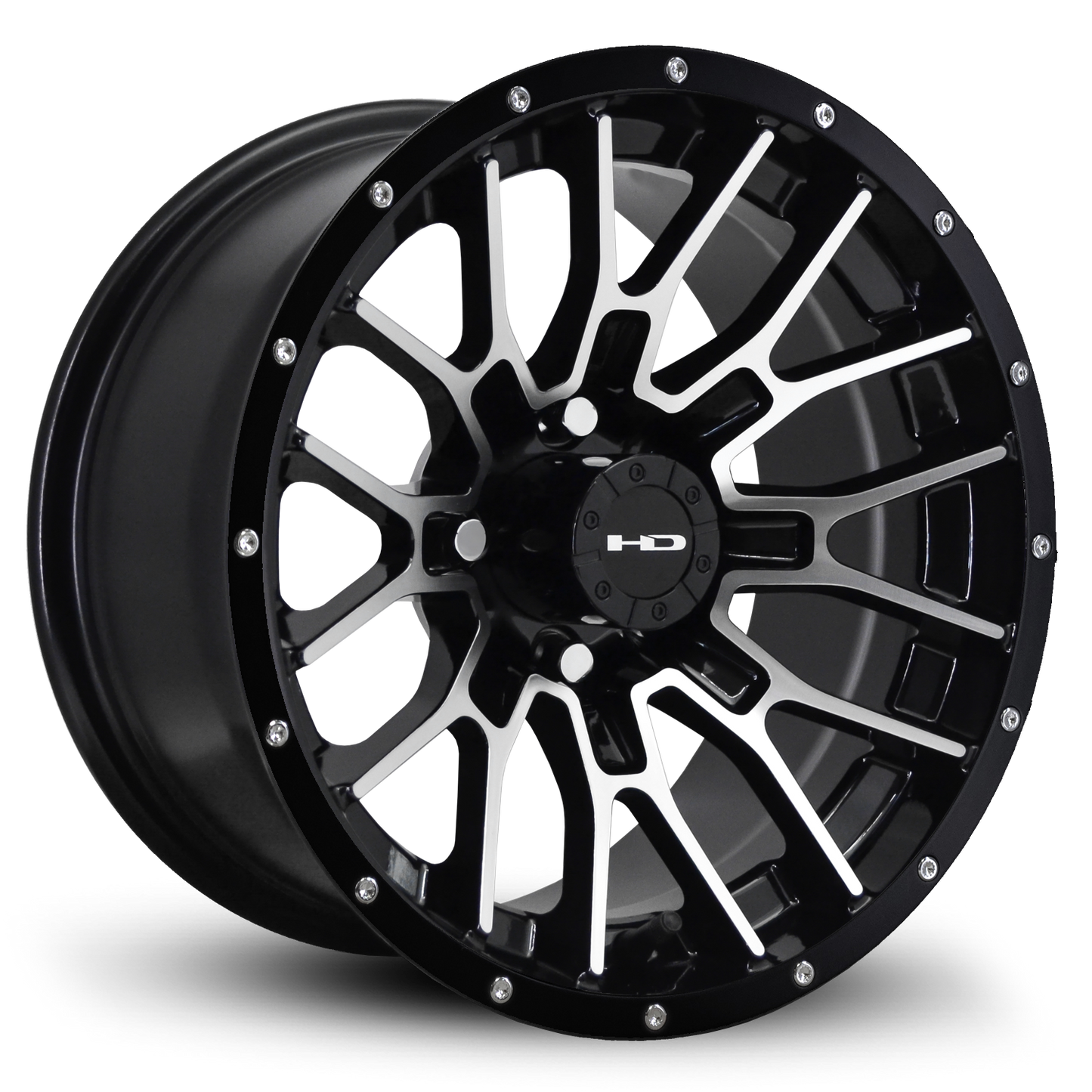HD Golf RTC 12x7 -14 4x101.6mm 68.2mm Gloss Black/Mchnd Fc Blk Riv