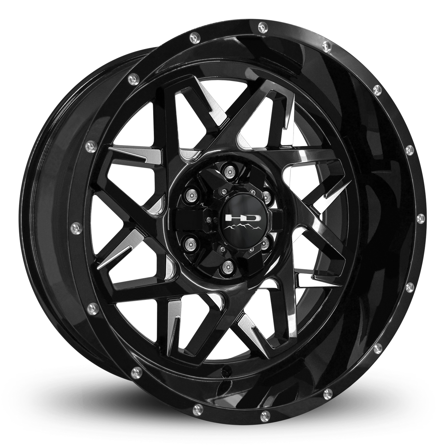 HD Offroad Caliber 20x10 -40 6x135/6x139.7mm 106.2mm Gloss Black/Milled Face