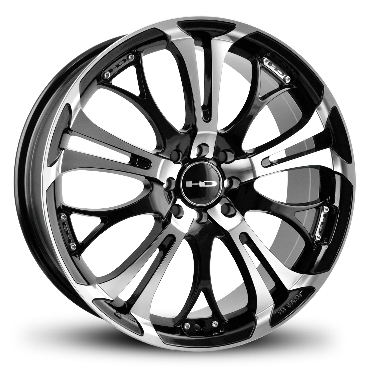 HD Wheels Spinout 16x7 +40 4x100/4x114.3mm 73.1mm Gloss Black/Machined Face