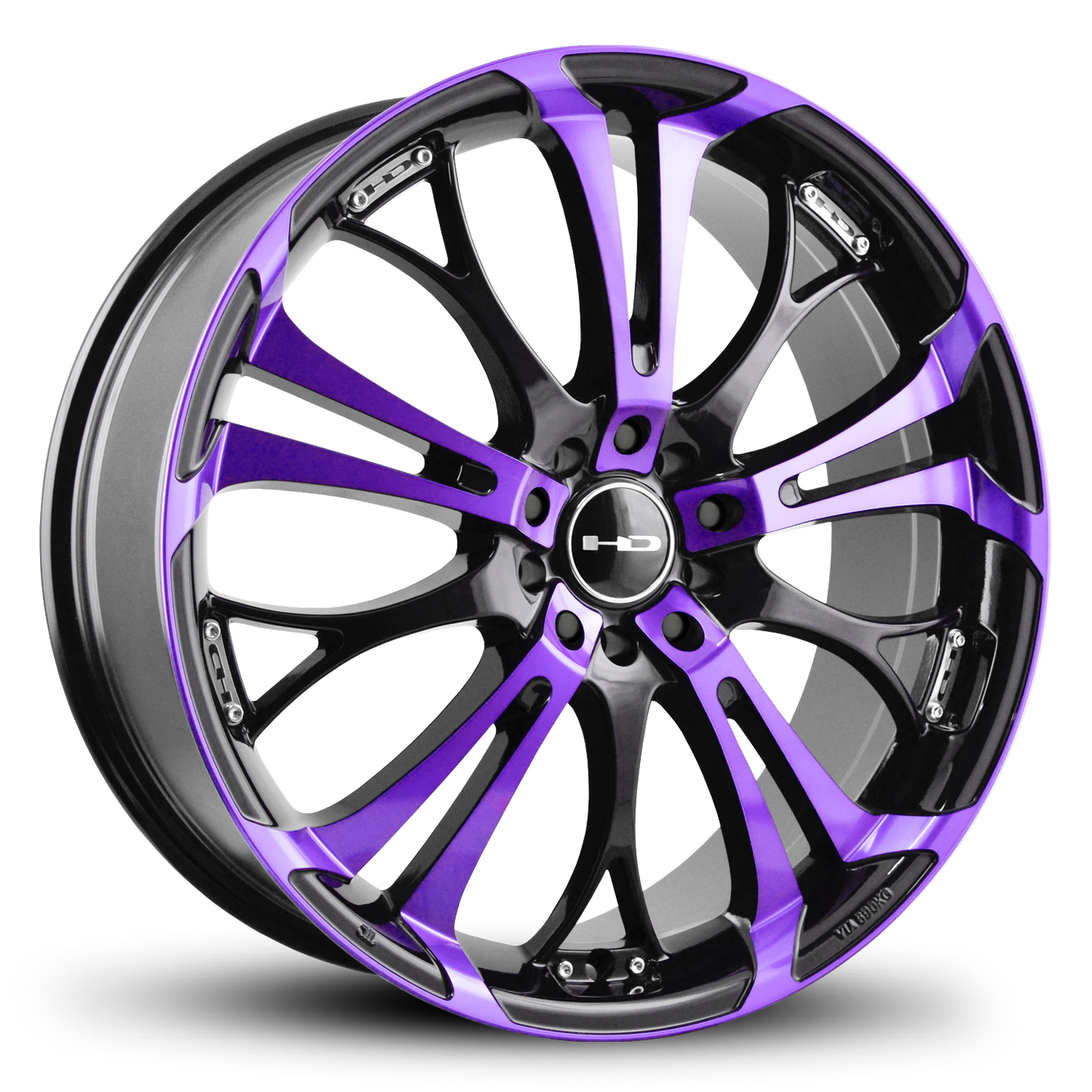 HD Wheels Spinout 22x8.5 +45 5x127/5x114.3mm 73.1mm Gloss Purple&BK/Machined Face
