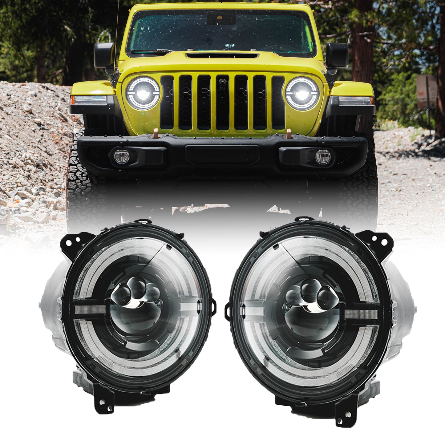 Xprite 9 Inch LED Halo Headlights Wrangler JL & Gladiator JT