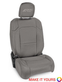 Front Seat Covers for Jeep Wrangler JLU, 4 door; Jeep Gladiator JT; with Pocket Back (Pair) - Custom