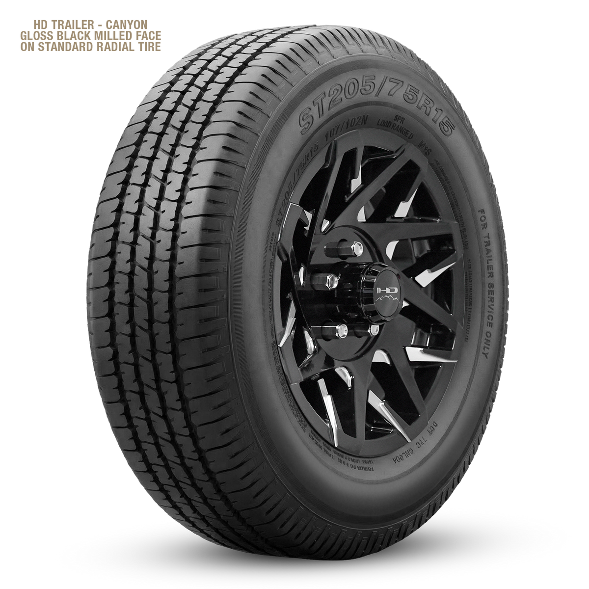HD Trailer Canyon 16x6 +0 8x165mm 128.6mm Gloss Black/Milled Face