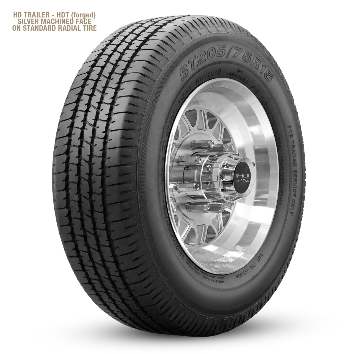 HD Trailer HDT Forged 17.5x6.75 +0 8x165mm 128.6mm Gloss Silver/Machined Face - Lug Centric