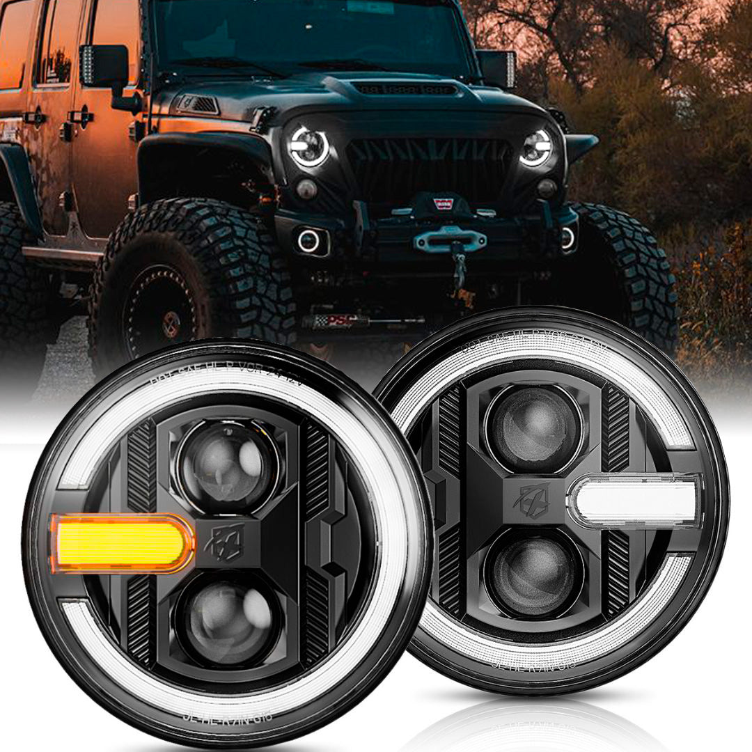 Xprite 7" Halo Headlights with DRL & Turn Signal 2007-2018 Wrangl