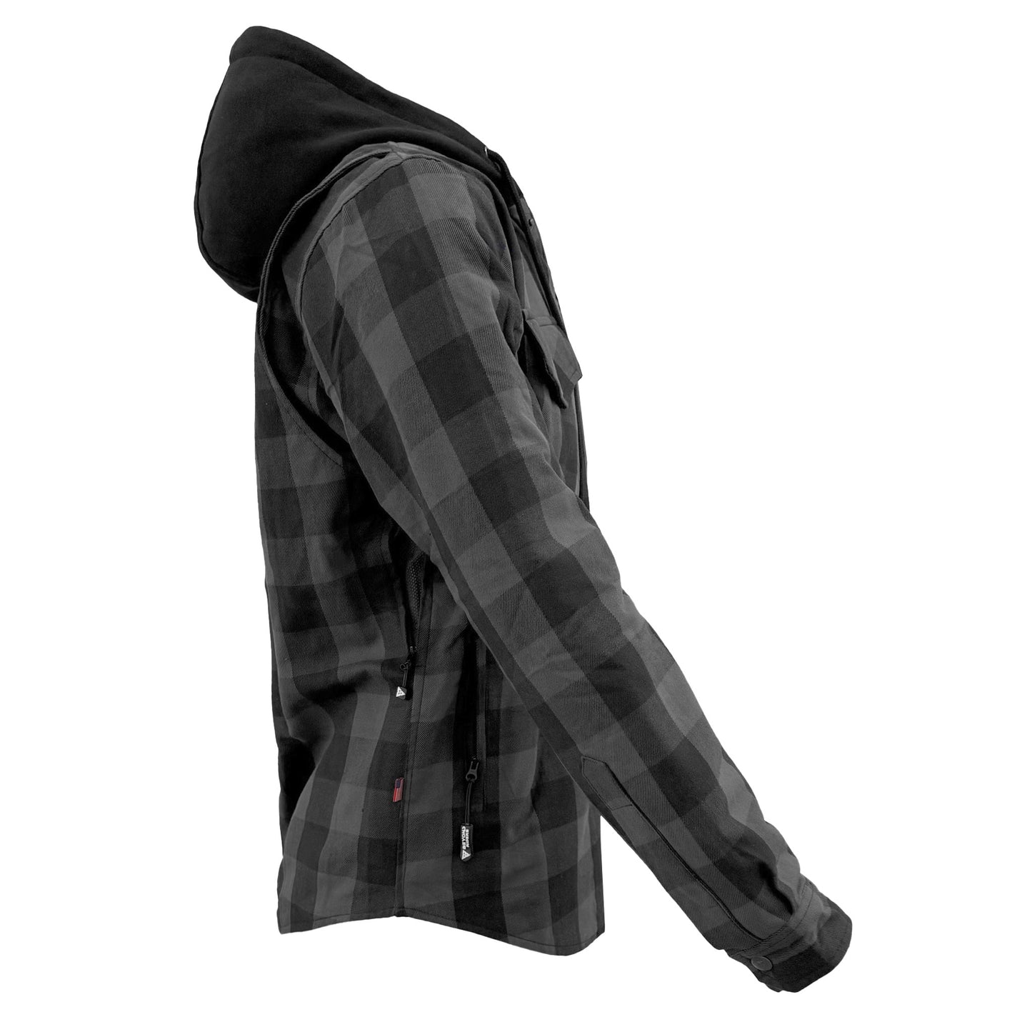 Protective Flannel Hoodie For Men - Grey and Black Checkered