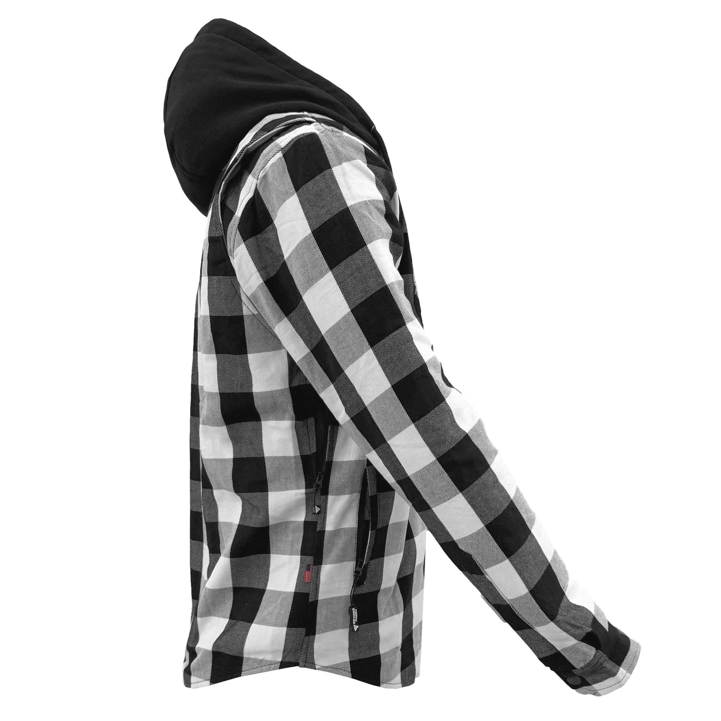Protective Flannel Hoodie For Men - Black and White Checkered