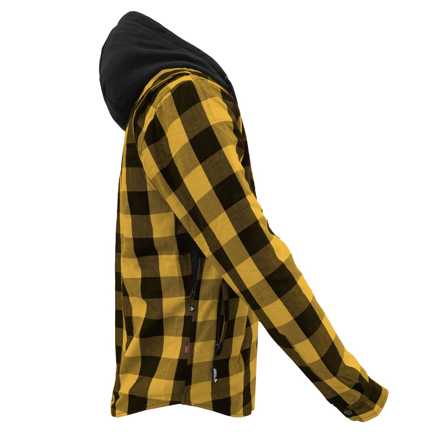 Protective Flannel Hoodie For Men - Yellow and Black Checkered