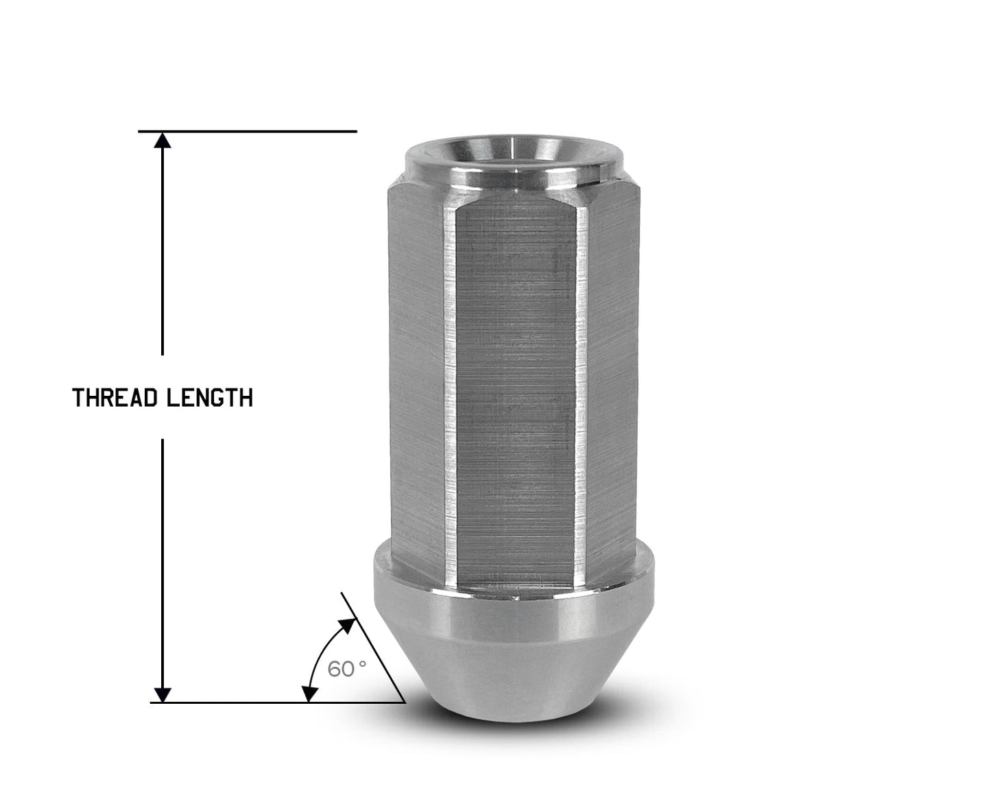 Perfectly Tight 3/4" Hex Lug Nut Tapered Seat 9/16-18 x 50mm - Stainless Steel - 1 Piece