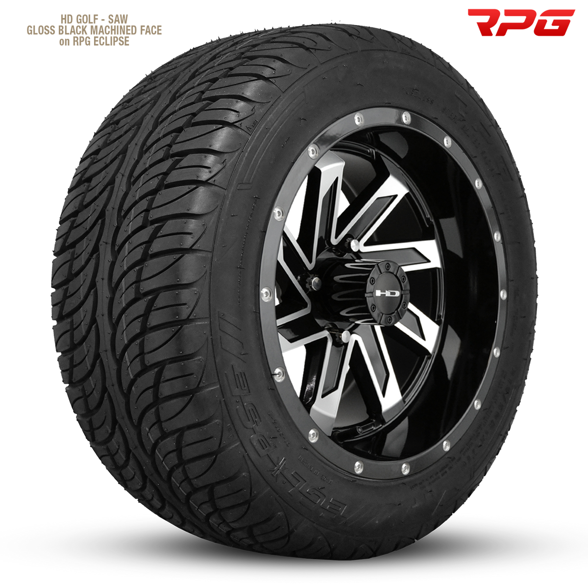HD Golf Saw 12x7 -14 4x101.6mm 68.2mm Gloss Black/Mchnd Face w/Rvts