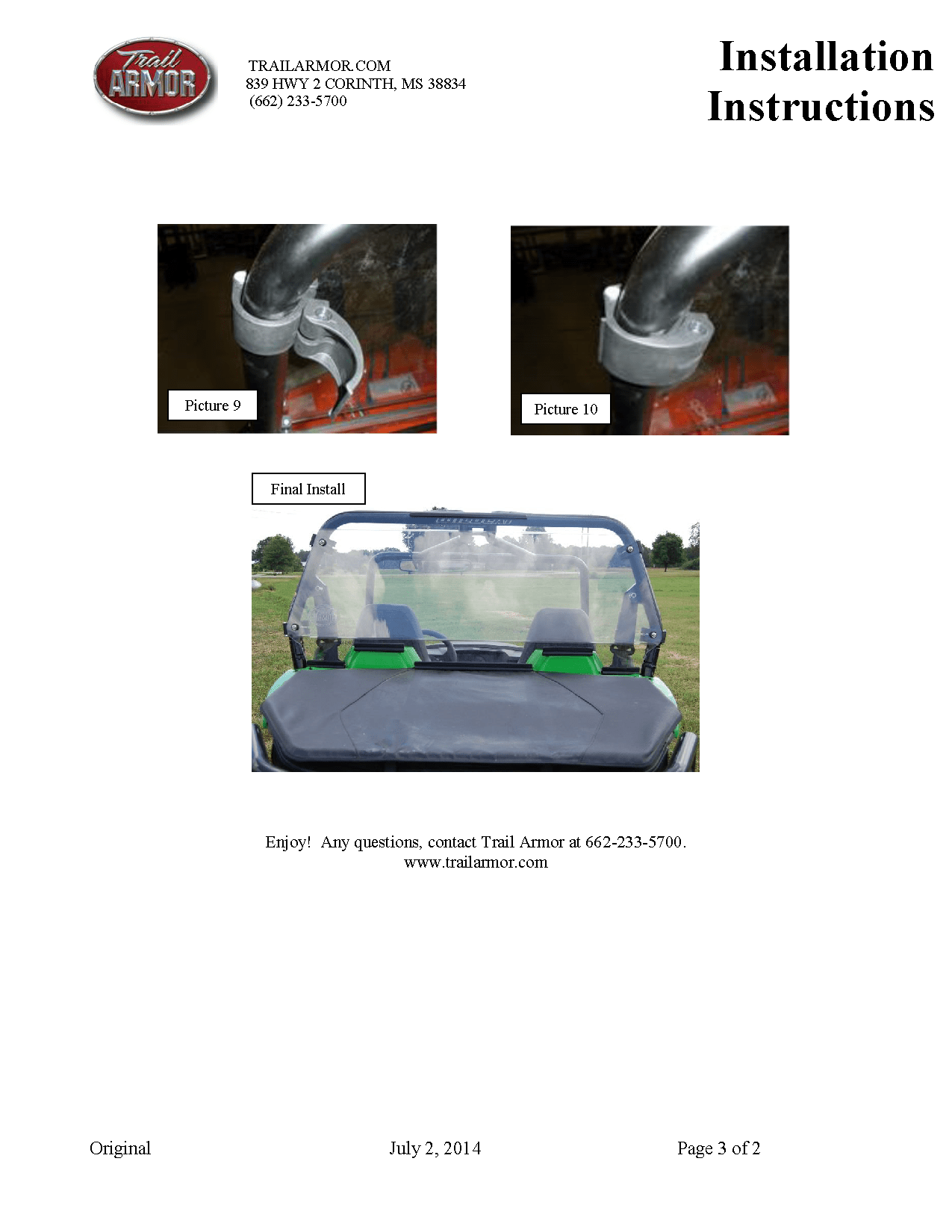 Trail Armor Wildcat Window Dust Seal for 2014-17 Wild Trail / Wild Sport Model