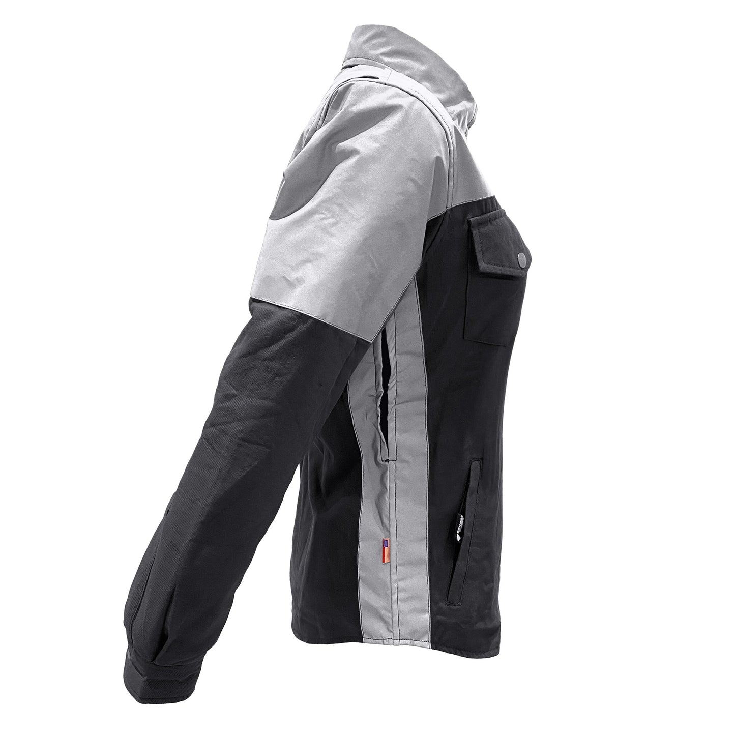 Flannel Reflective Shirt "Alloy Eclipse" for Women - Black and Silver