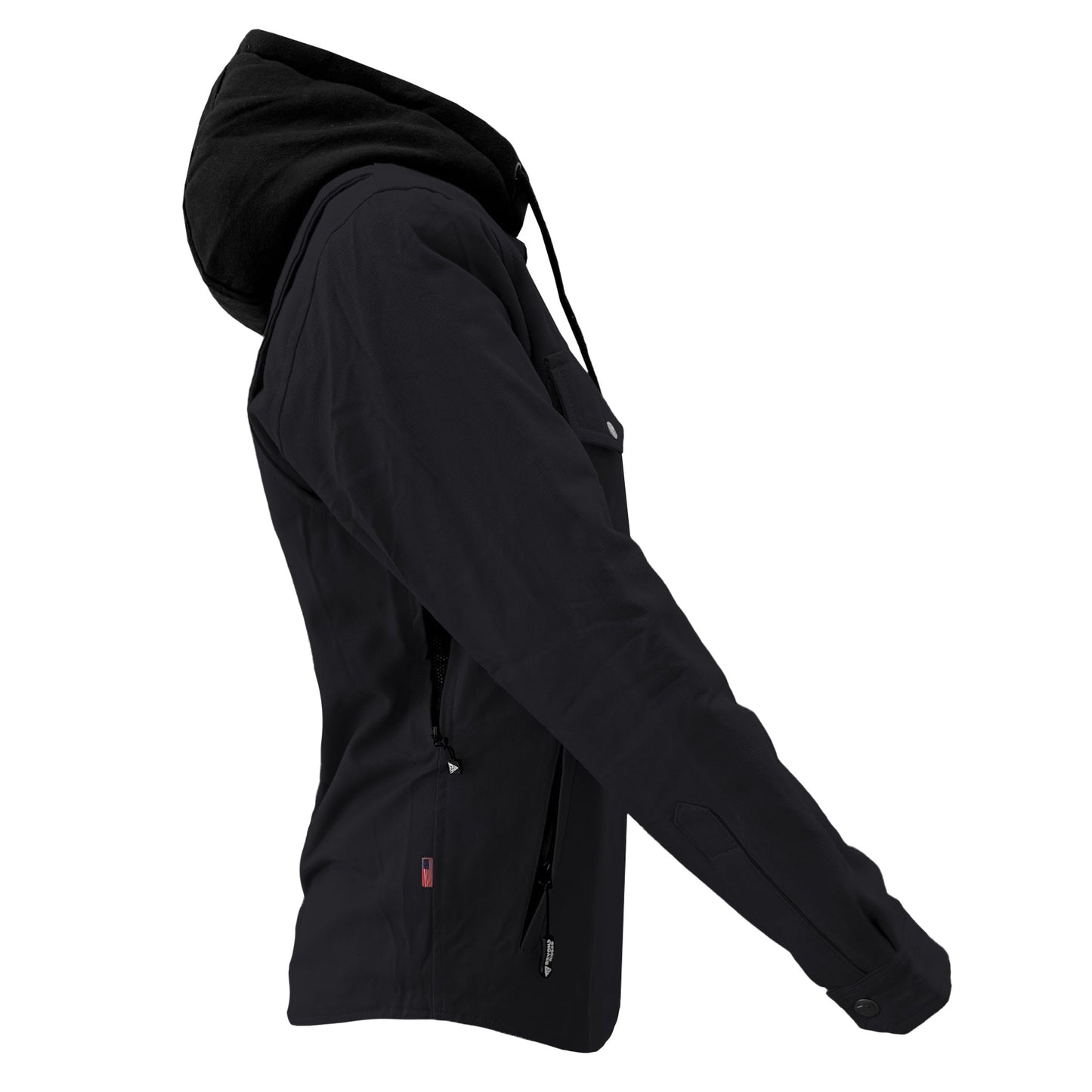 Protective Flannel Hoodie For Women - Black Solid