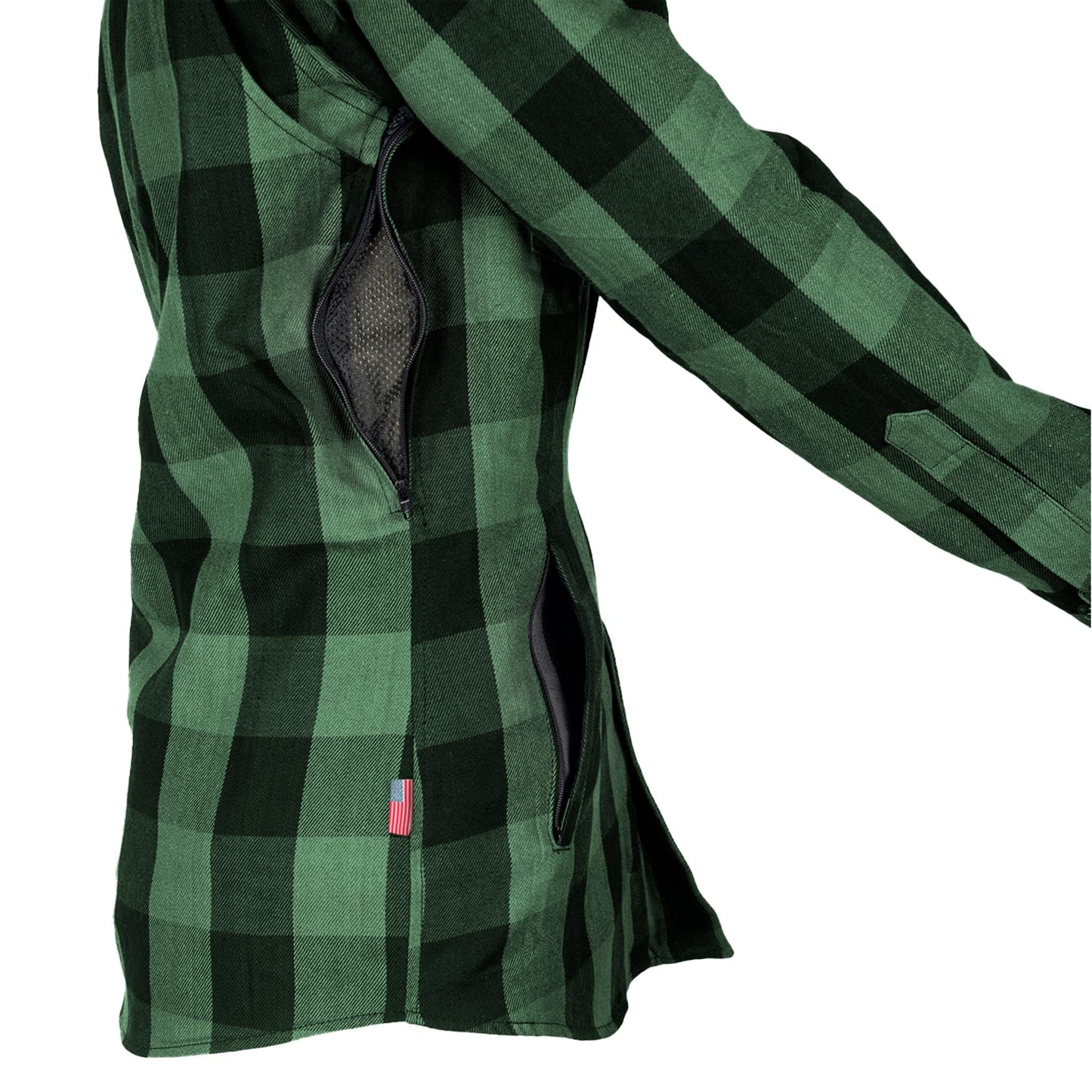 Protective Flannel Shirt for Women - Dark Green Checkered