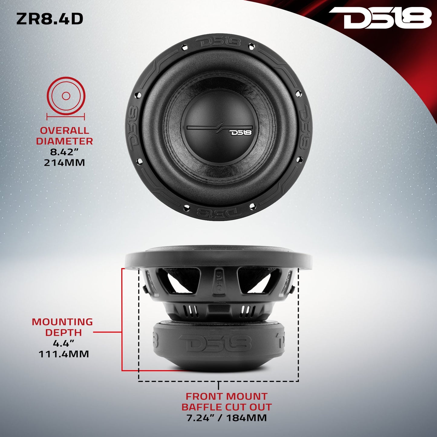 ZR 8" Subwoofer 450 Watts Rms DVC 4-Ohm