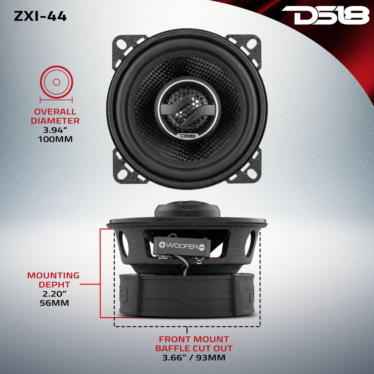 ZXI 4" 2-Way Coaxial Speakers with Kevlar Cone | 50 Watts RMS 4-Ohm