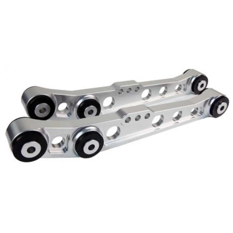 BLOX Racing V2 Billet Rear Lower Control Arms Poly Bushings 96-00 Honda Civic - Raw BXSS-21204-RAW-V2