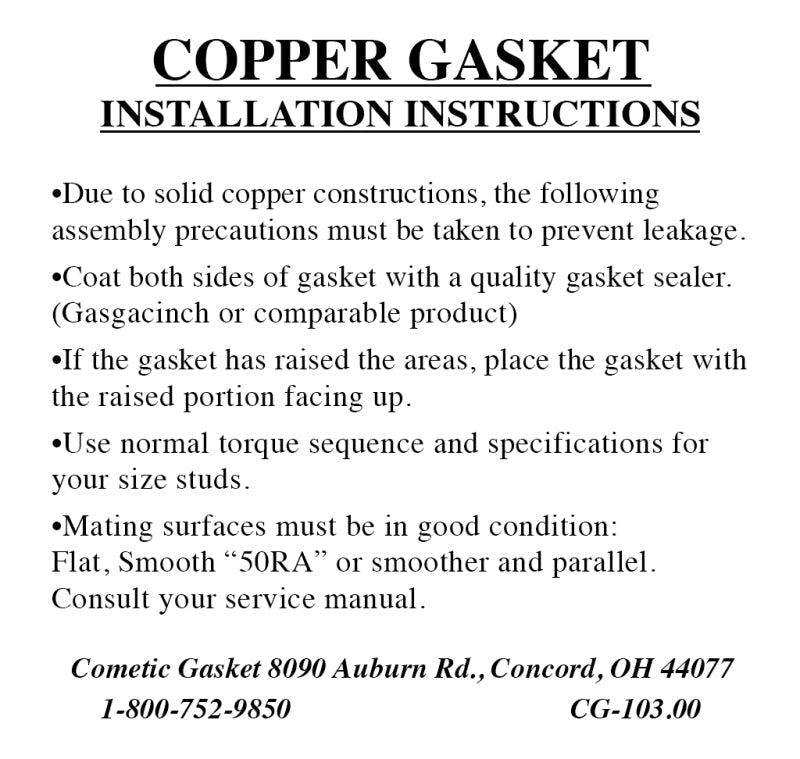 Cometic Gasket Cometic Morris XPEG .094in Copper Cylinder Head Gasket - 74mm Bore C4310-094