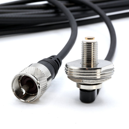 17 Ft Antenna Coax Cable with 3/8 NMO (TM) Thick Mount