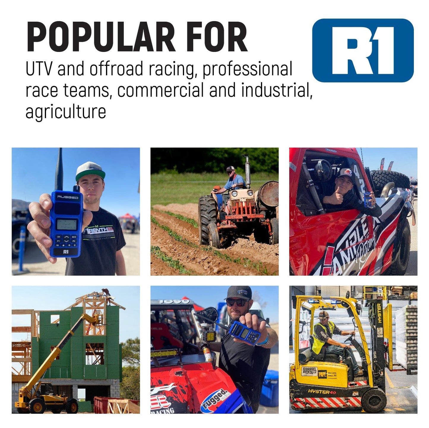 Rugged Radios BUNDLE - R1 Handheld Radio with Long Range Antenna and High Capacity Battery