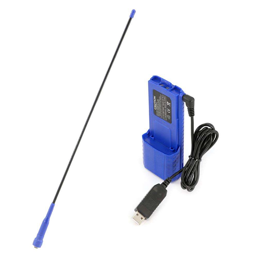 GO FURTHER BUNDLE - for V3 and RH5R Handheld Radios - Long Range Antenna XL Battery and USB Charging Cable
