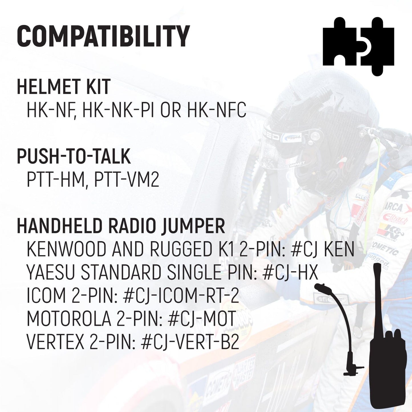 Rugged Radios NASCAR 3-Conductor 3C Circle Track Road Race Car Harness