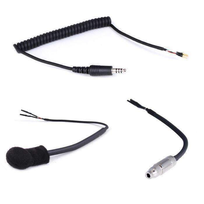 Rugged Radios Peltor Coil Cord Helmet Kit with Flex Boom Mic, 3.5mm Earbud Jack & 4C Plug