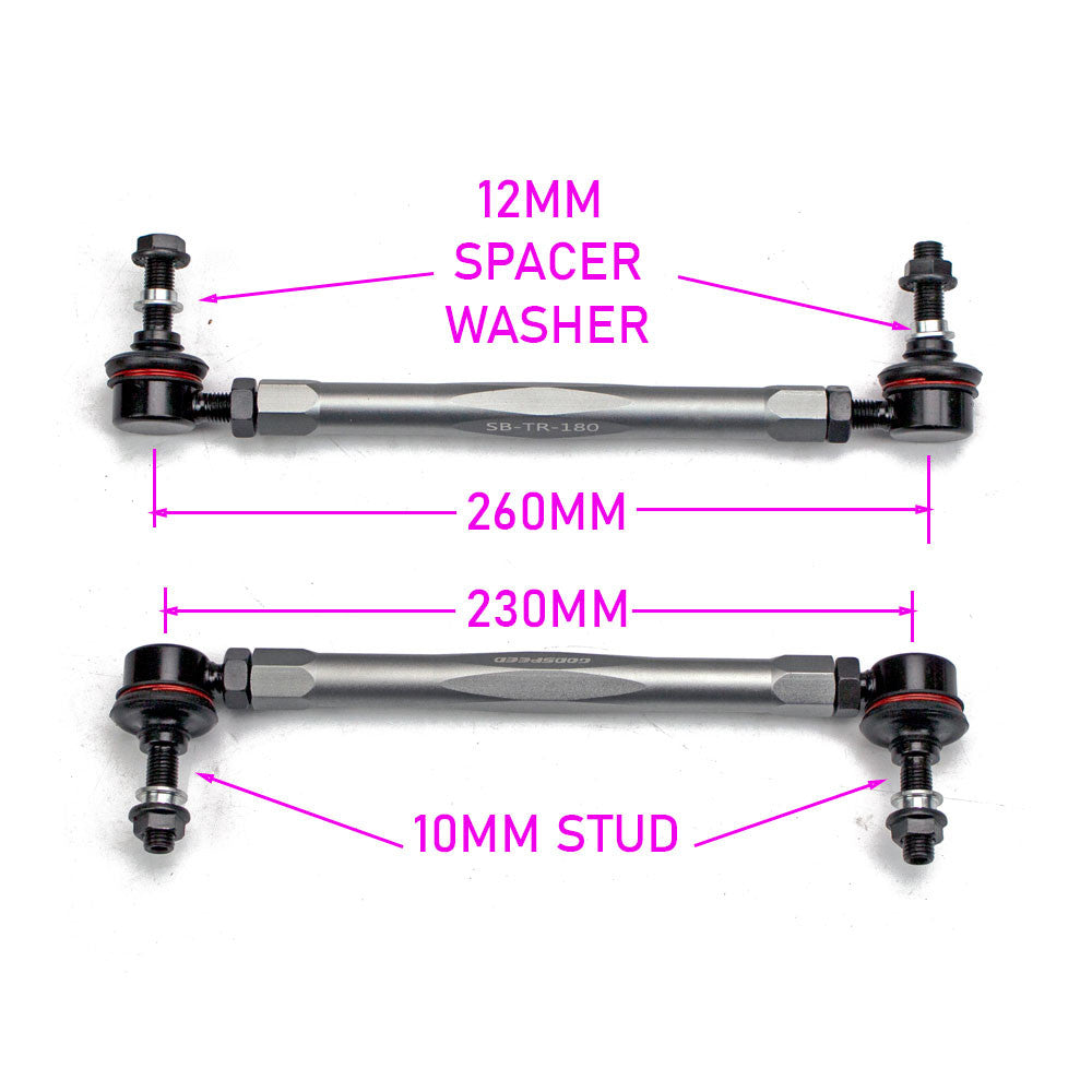 Godspeed Ford Mustang 2015-2020, Front Sway Bar Adjustable Links, OE Replacement