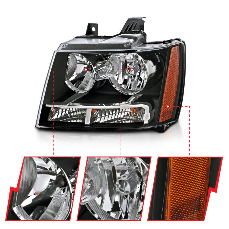 Anzo Chevy Tahoe /Suburban 07-14 Crystal Headlight Black