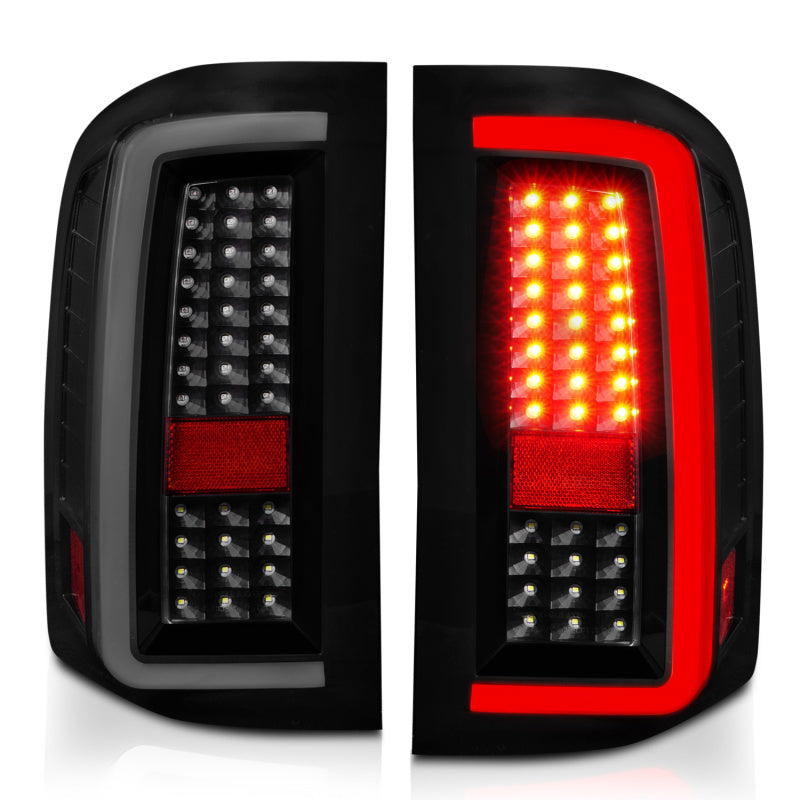ANZO 2007-2013 Chevrolet Silverado1500/ 2500/ 3500 LED Tail Lights w/ Light Bar Black Housing Smoke 311381