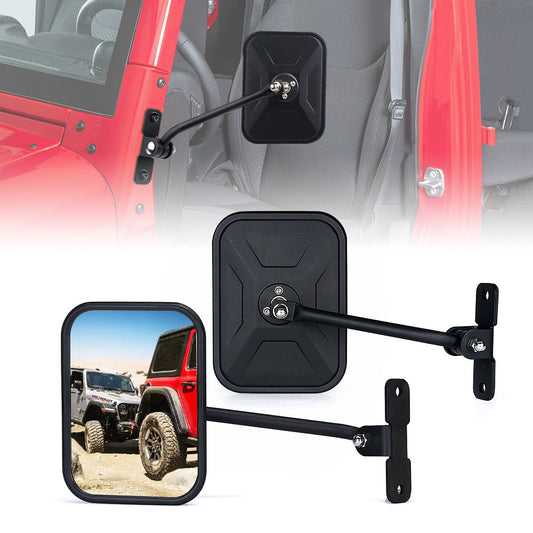 Xprite Black Aluminum Side Mirrors Doorless 2007-2018 Wrangle
