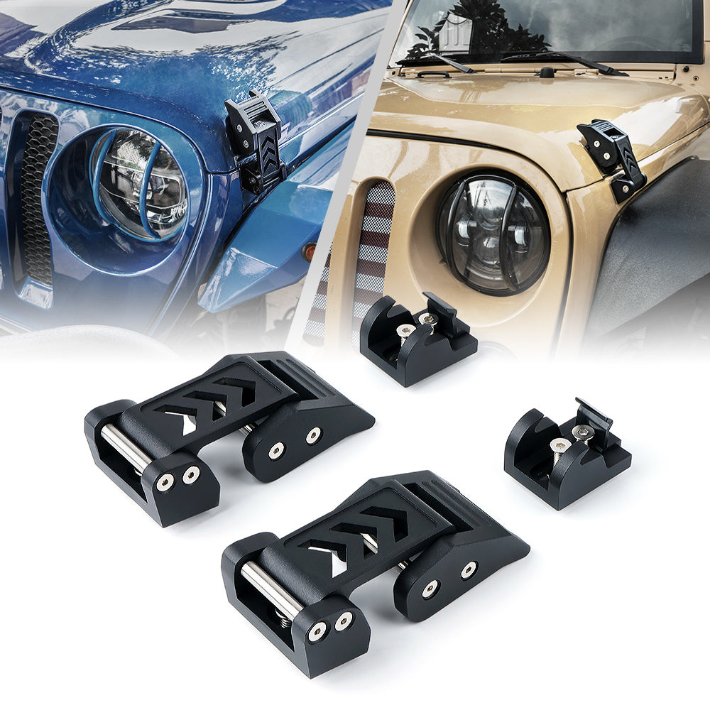 Xprite Black Aluminum Hood Latch Kit 2007-2018 Wrangler JK &