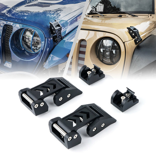 Xprite Black Aluminum Hood Latch Kit 2007-2018 Wrangler JK &