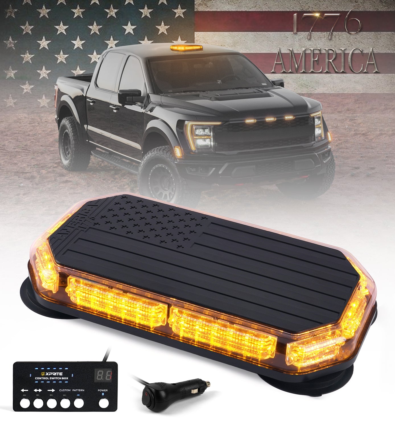Xprite LED 150 Rooftop Emergency Strobe Light Bar w/Control Panel Magnetic Base