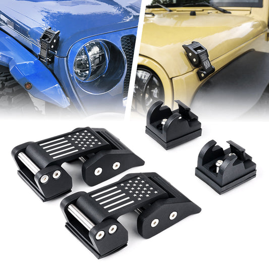 Xprite Xprite Black Aluminum Hood Latch Kit With U S Flag For