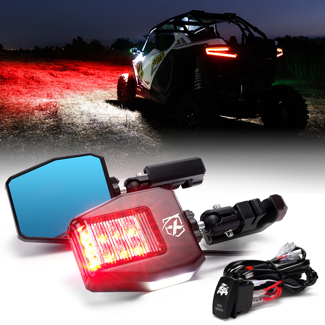 Xprite Red Hunting Side Mirror Lights 1 75 2 Roll Cage Bar