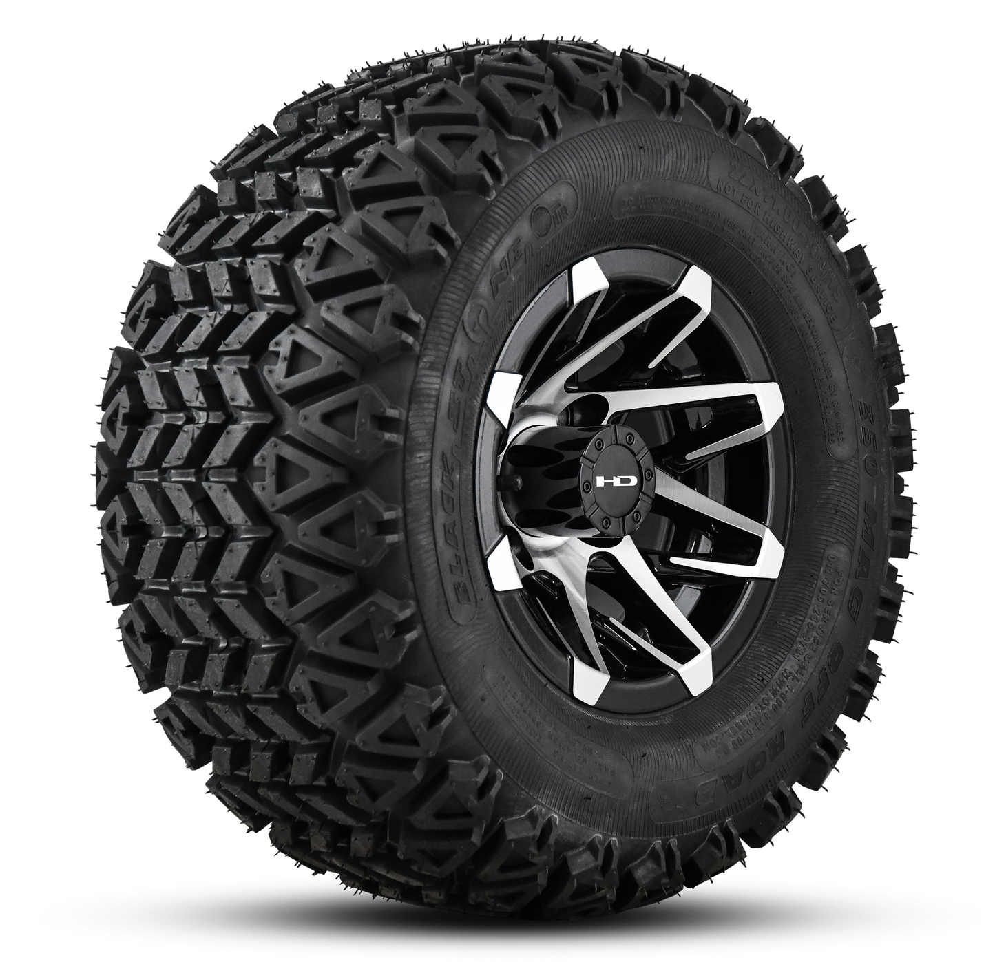 HD Golf Wheel & Tire Package ( 1pc ) 10x7.0 Canyon Black Machined w ( 1pc ) 22 Inch A/T Tire