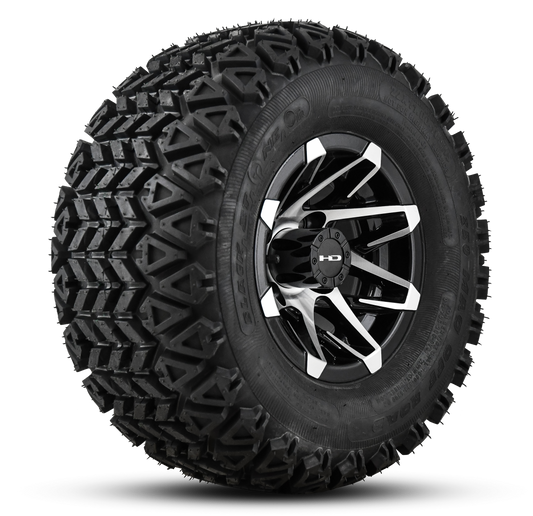 HD Golf Wheel & Tire Package ( 1pc ) 10x7.0 Canyon Black Machined w ( 1pc ) 22 Inch A/T Tire
